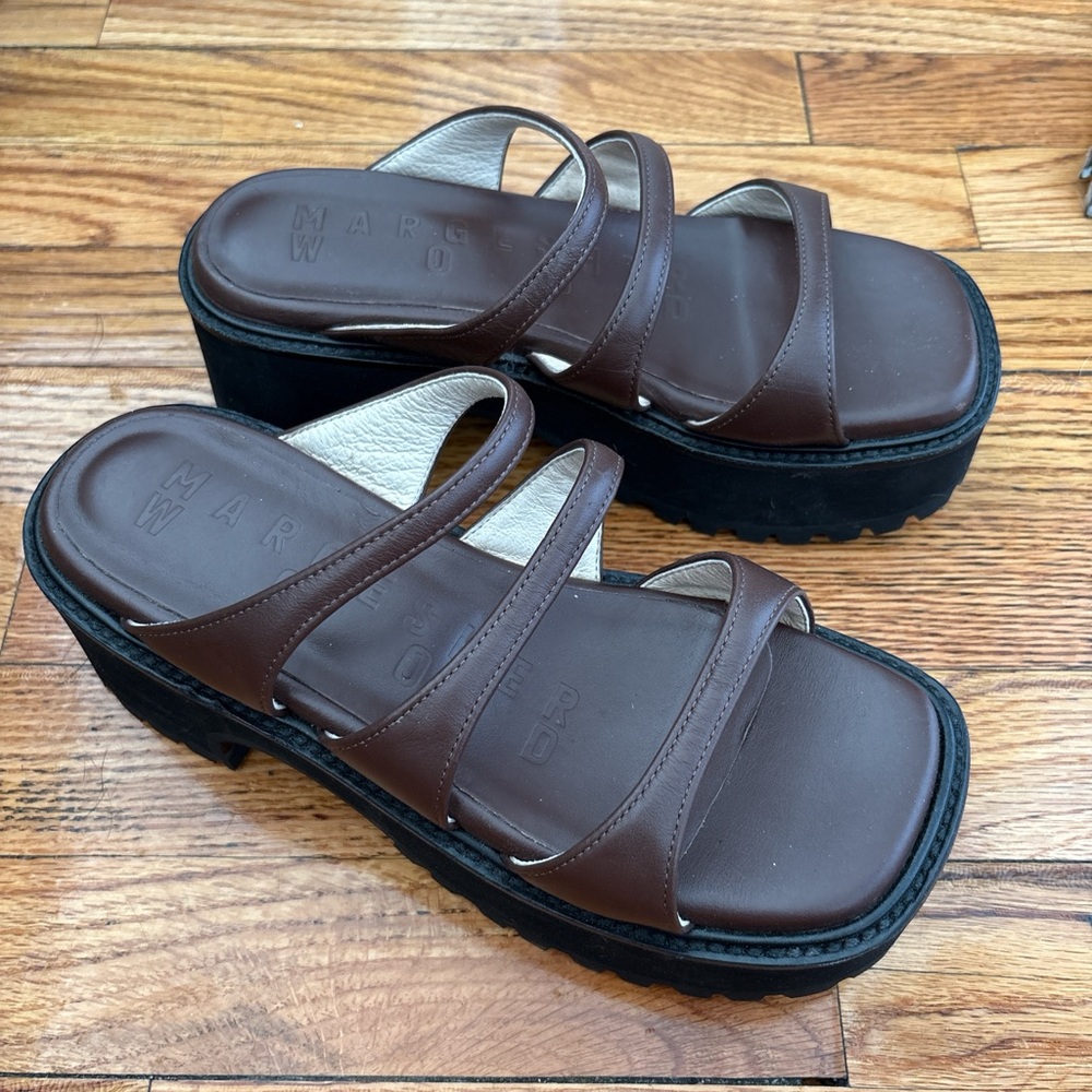 Marge Sherwood Brown Platform Sandals 36 - Picture 4 of 9